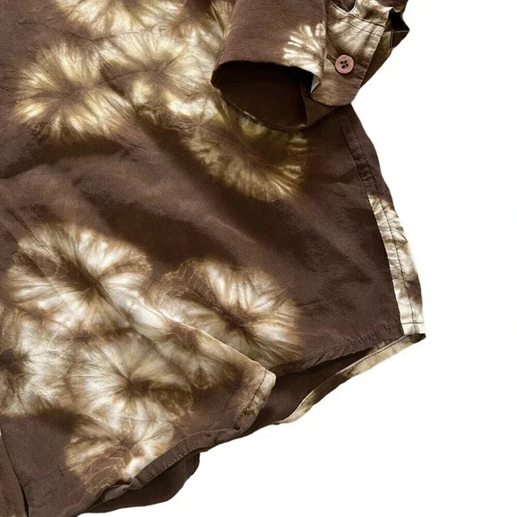 Et Vous Brown Dandelion Silk Blouse M - Picture 2 of 3